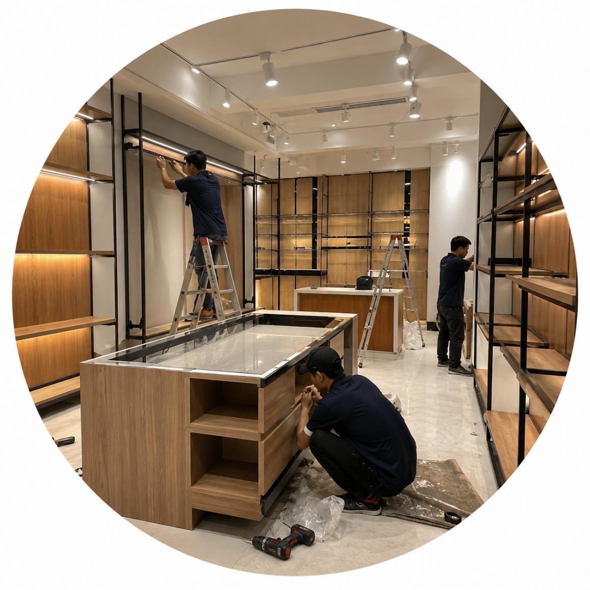 Thi công nội thất cửa hàng
